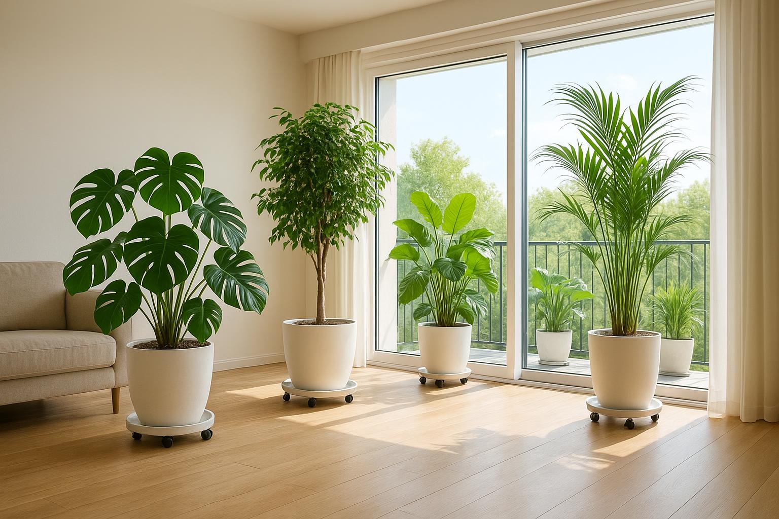 Piante da interno per chi ama i portavasi su ruote: idee mobili per spostare il verde in casa