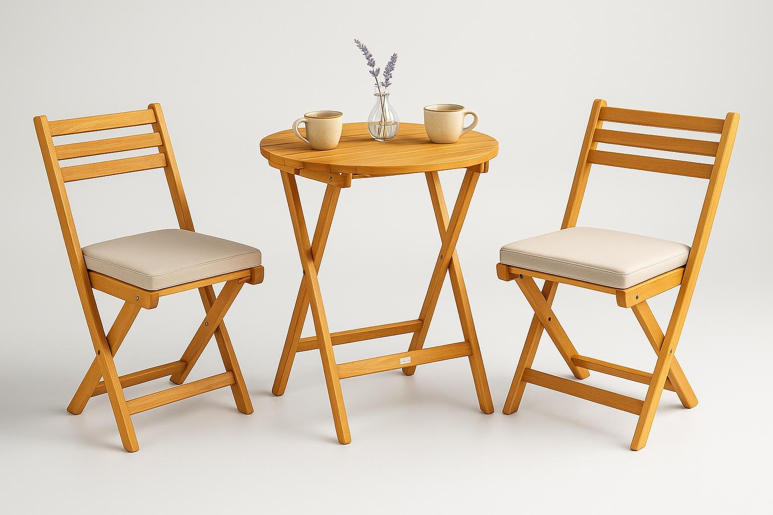 Set bistrot pieghevole Outsunny in legno di acacia, il tavolino perfetto per piccoli balconi fioriti