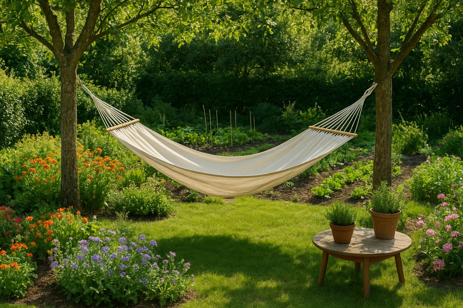 Amaca in giardino: come inserirla tra alberi, fiori e orto senza rovinare il verde
