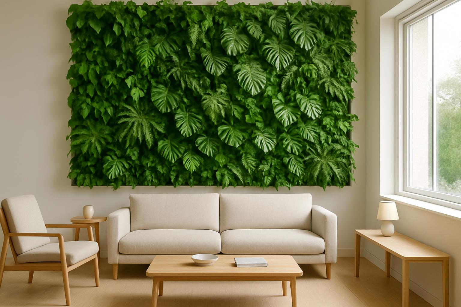 Parete verde in soggiorno: come creare un giardino verticale con piante da interno