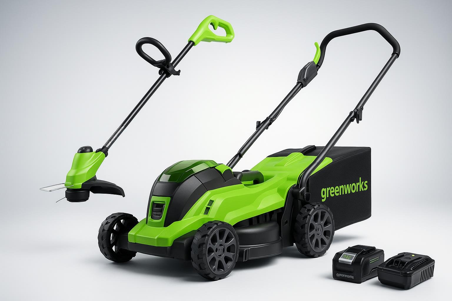 Greenworks Tools tosaerba elettrico 24V con tagliabordi, kit ideale per il prato di casa