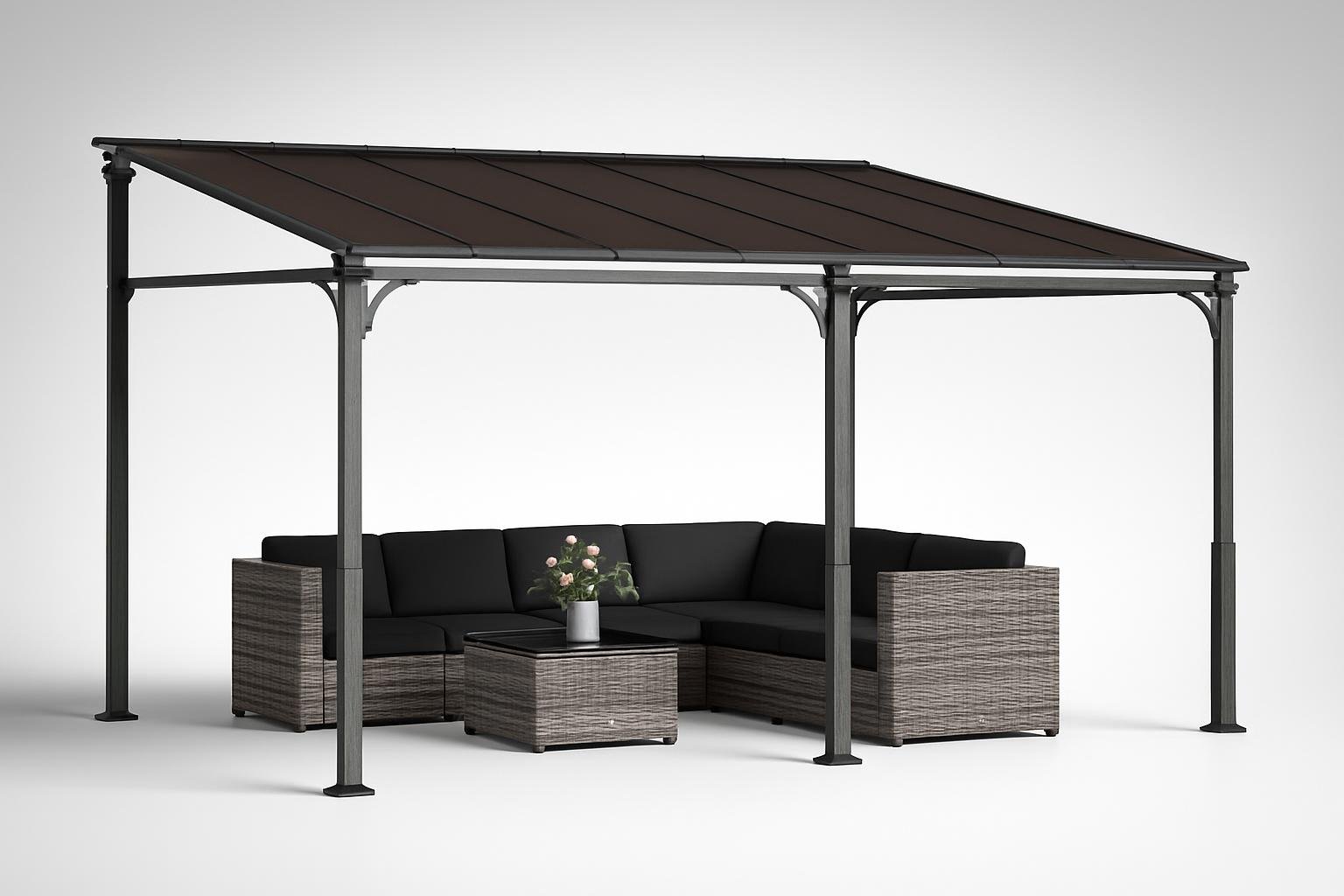 Pergola addossata Outsunny 4×3 m, più ombra e comfort per il tuo salotto da giardino