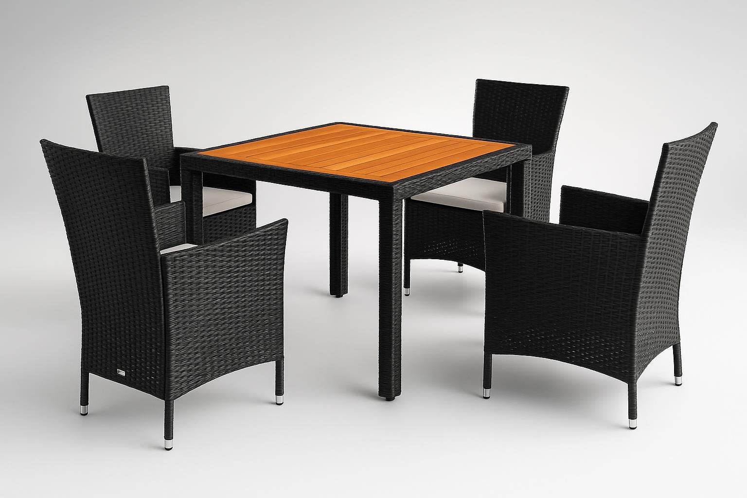 Casaria mobili da giardino in polyrattan, set tavolo e sedie per pranzi all’aperto di primavera