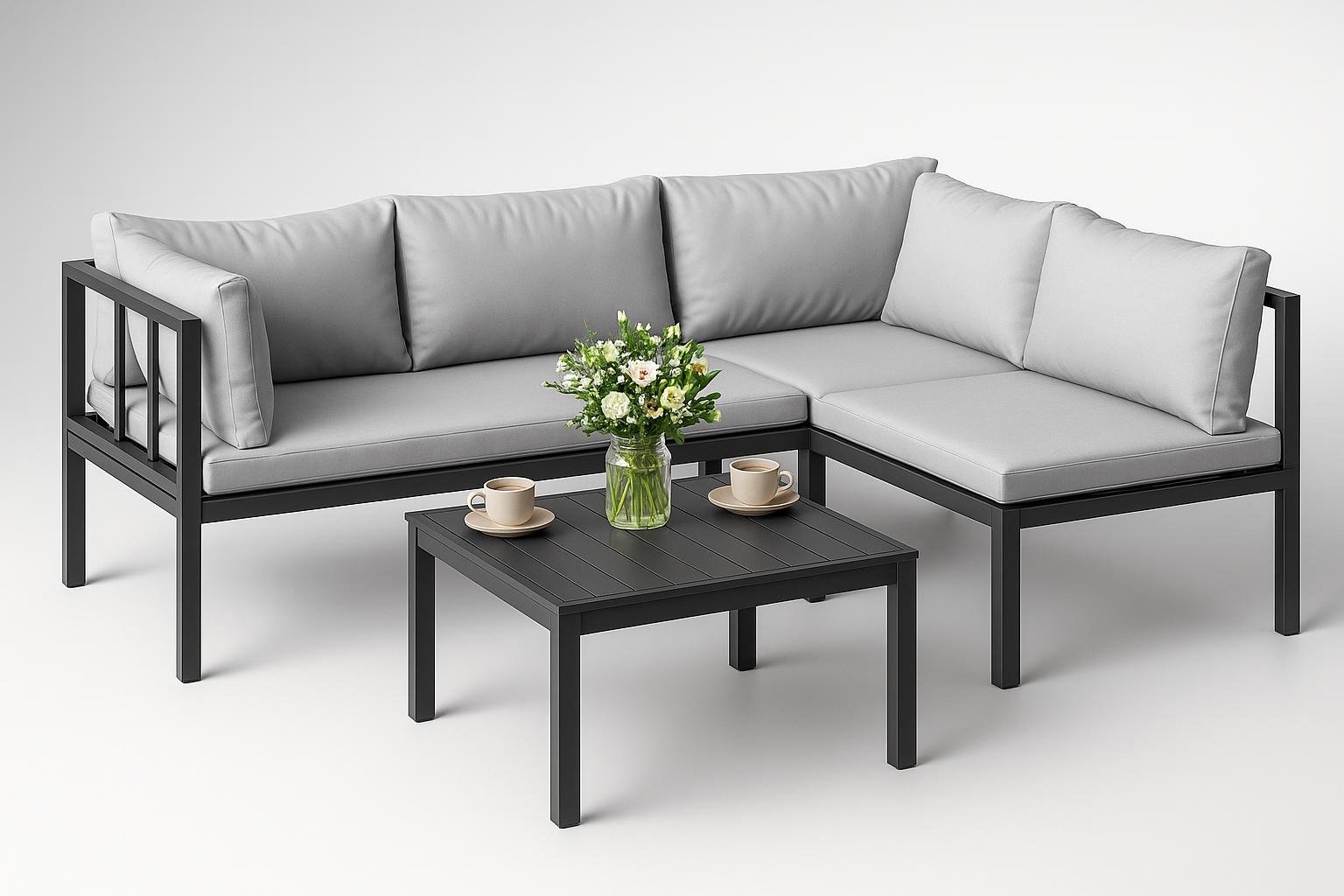 Outsunny set salotto da giardino ad L, soluzione versatile per creare una zona lounge all’aperto