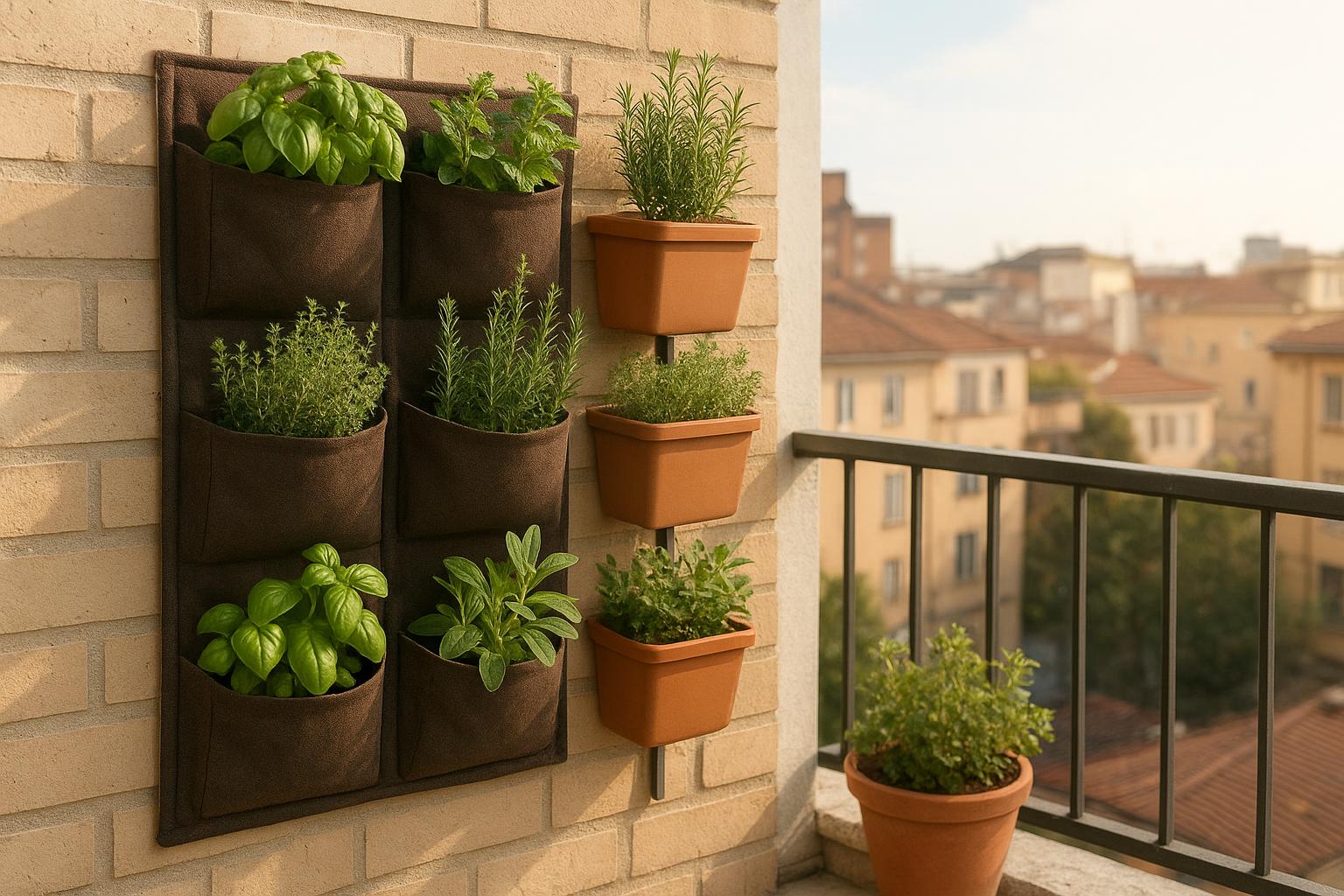 Orto verticale di aromi sul balcone: come iniziare ad aprile con moduli e tasche da parete