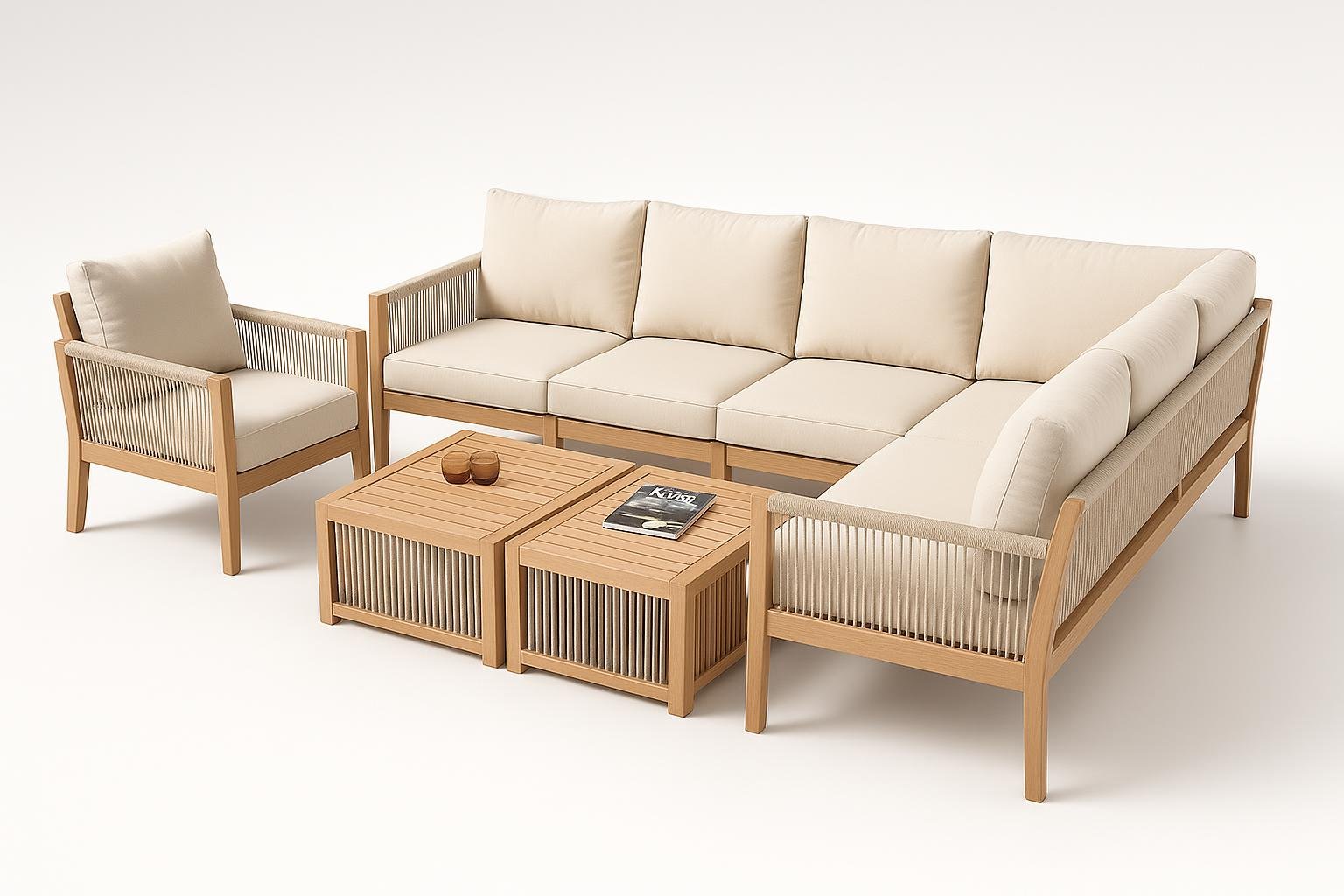 Set di mobili da giardino NuvlaGu per 7–8 persone, un salotto completo per vivere il verde