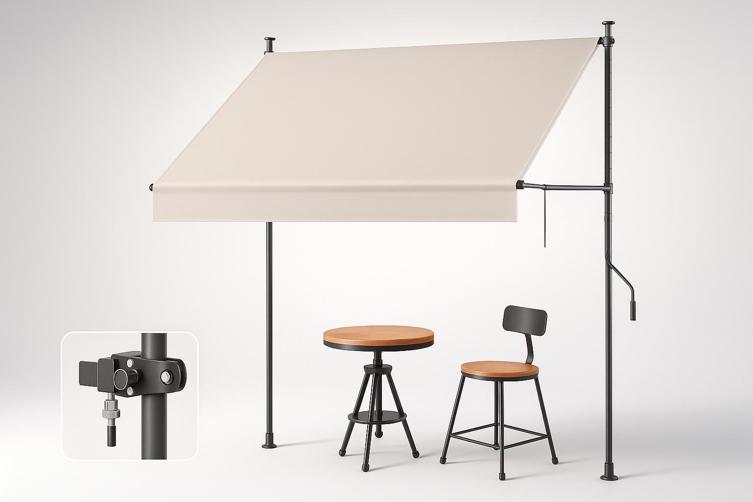 Tenda da sole a morsetto HOMEDEMO 4 m, ombra immediata per balconi e terrazzi senza fori