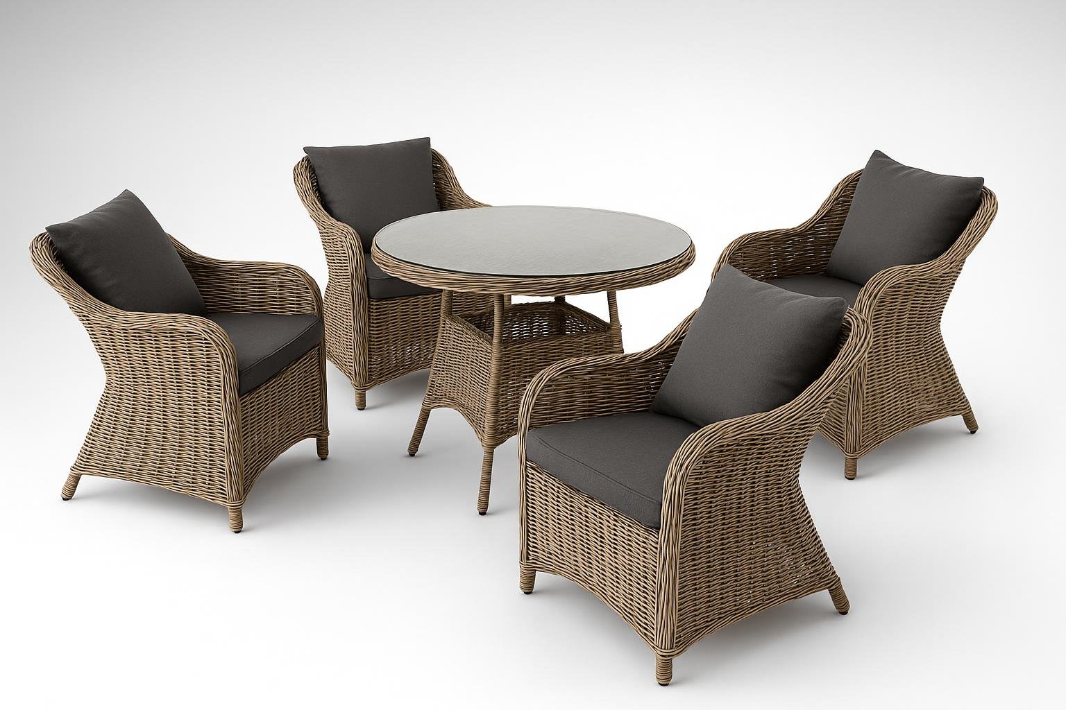 Set da giardino tectake Zurigo in polyrattan, salottino montato pronto per la stagione estiva