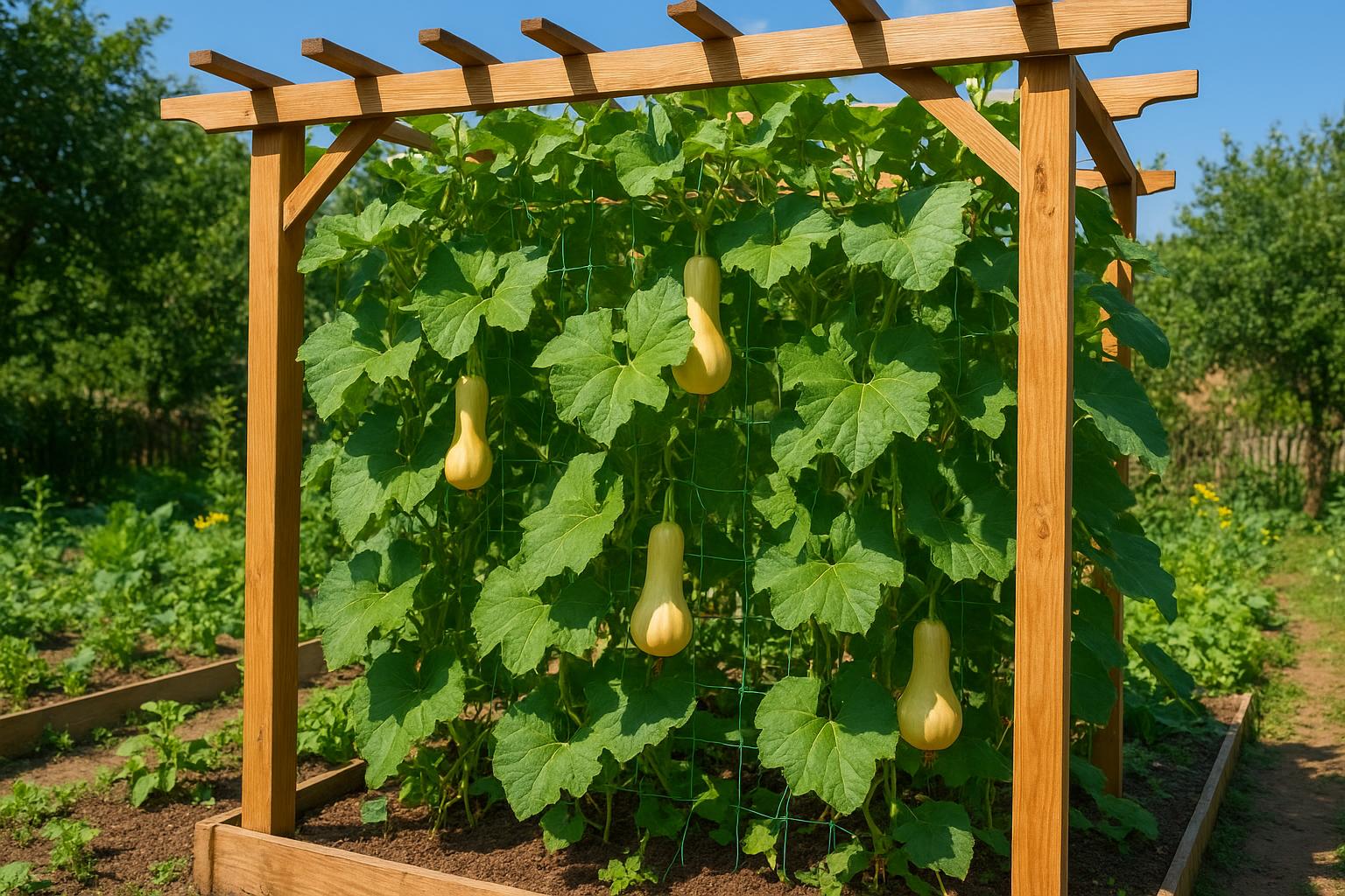 Zucchine rampicanti trombetta: come coltivarle su pergola per risparmiare spazio
