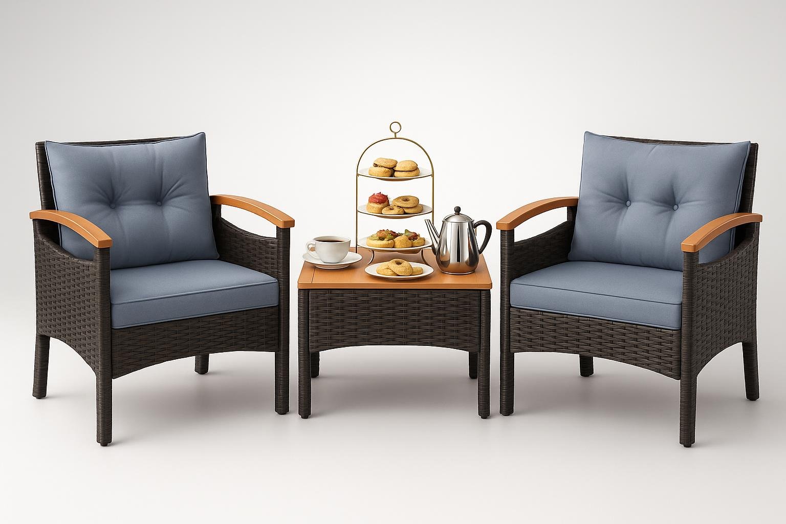 Set bistrot GIANTEX in rattan, il trio tavolino e poltroncine perfetto per il balcone in promo su Amazon