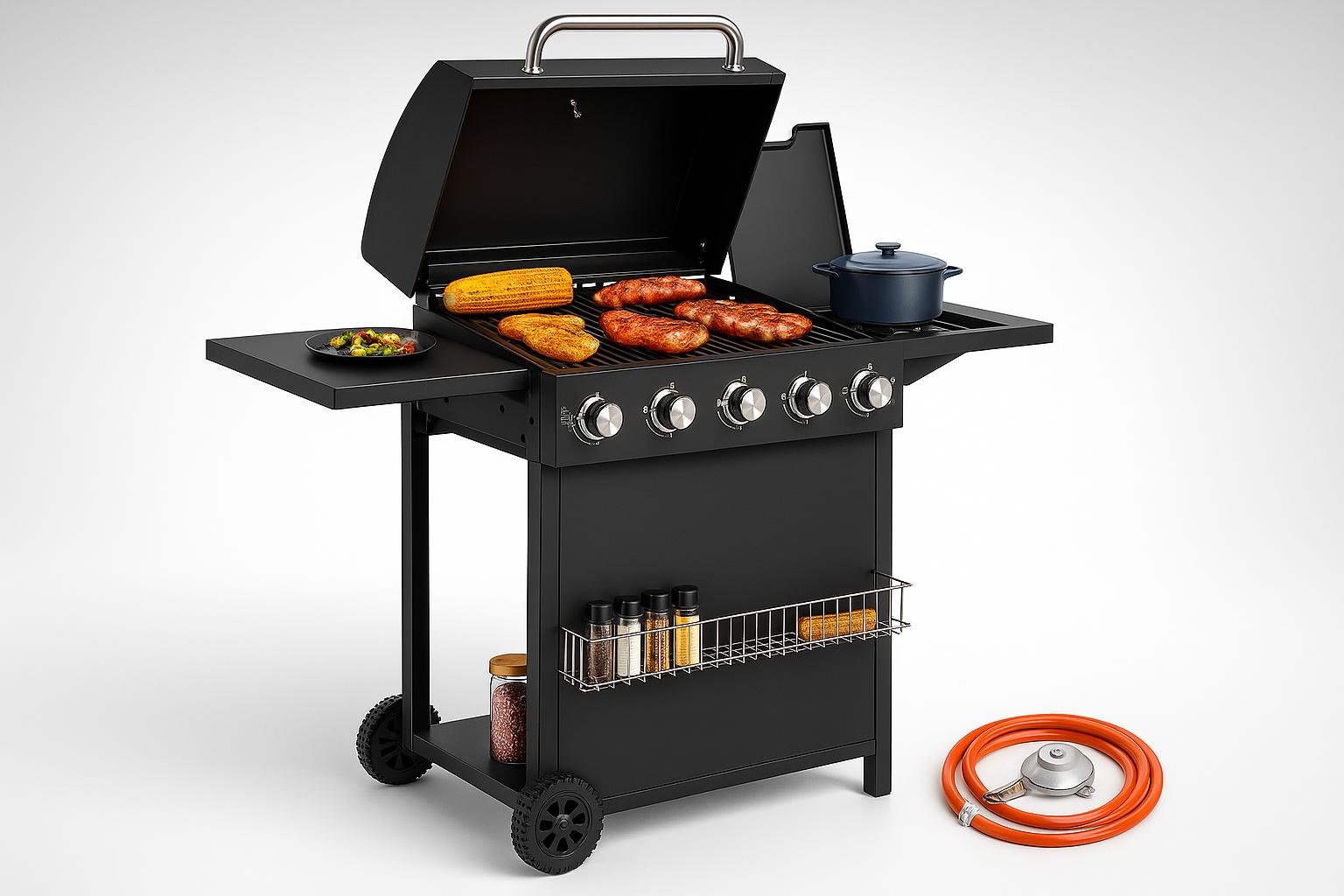 Barbecue a gas Outsunny 3+1 fuochi, il BBQ da giardino completo per l’estate