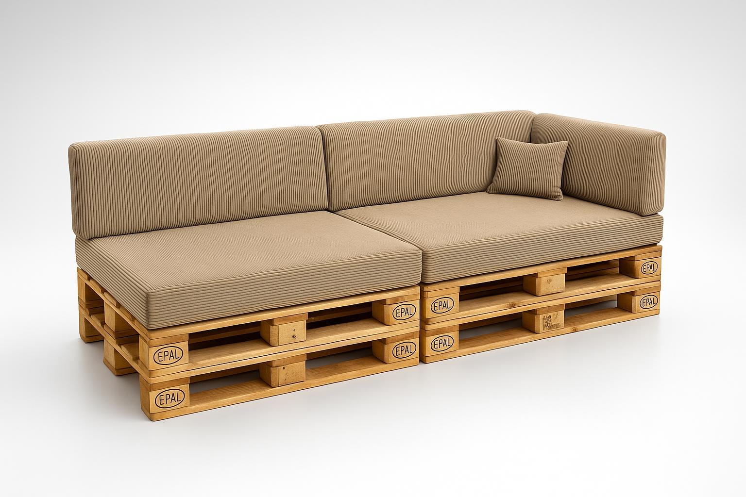 Cuscini per pallet in velluto a coste POKAR, come trasformare i bancali in un salotto da giardino chic