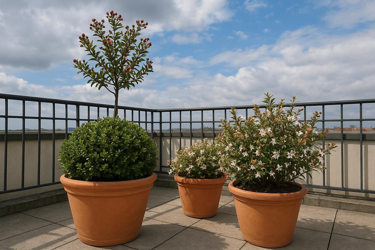 Tre arbusti da esterno perfetti per grandi vasi su terrazzi ventosi di maggio