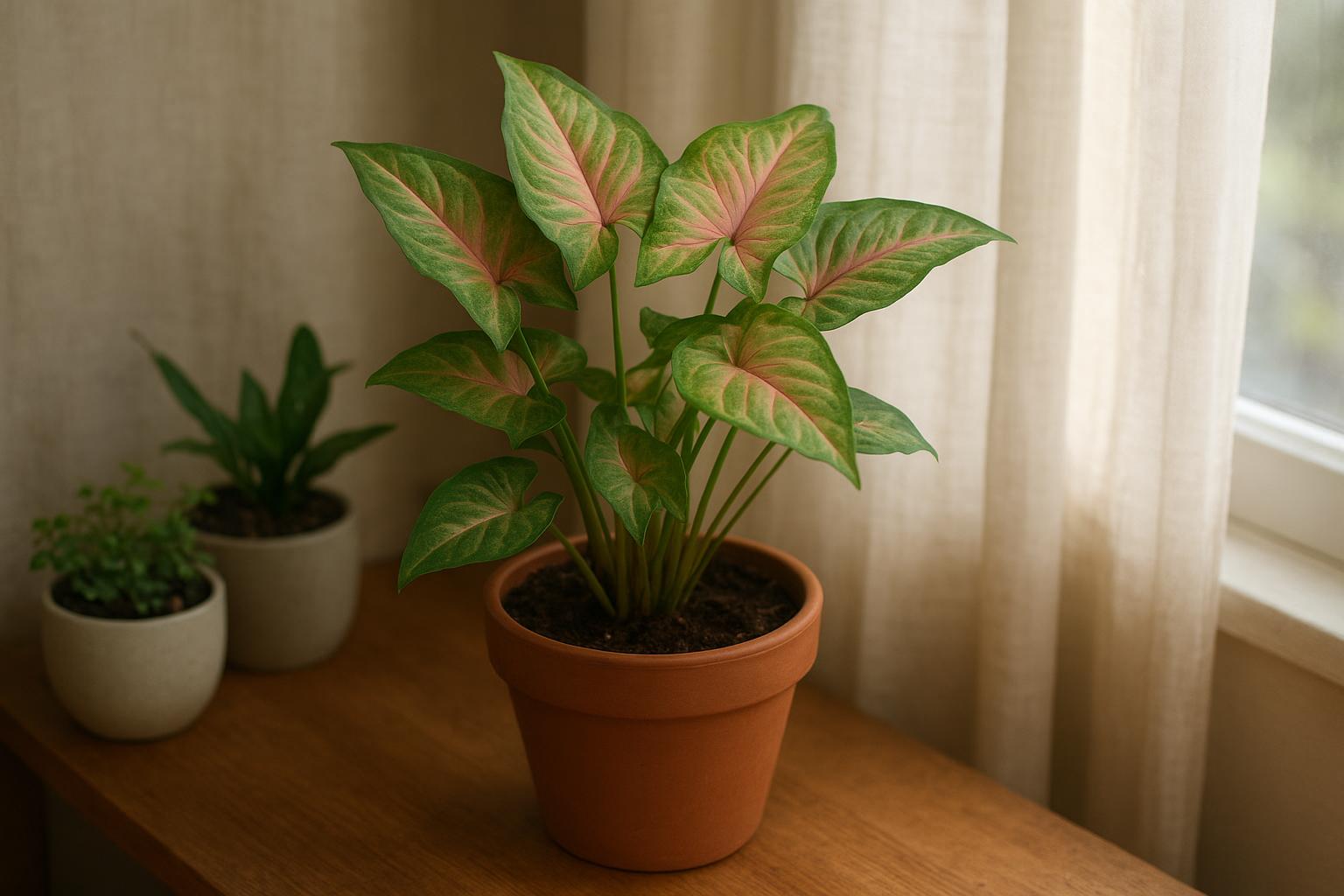 Syngonium in casa: come coltivare le frecce verdi (e rosa) che amano la luce filtrata