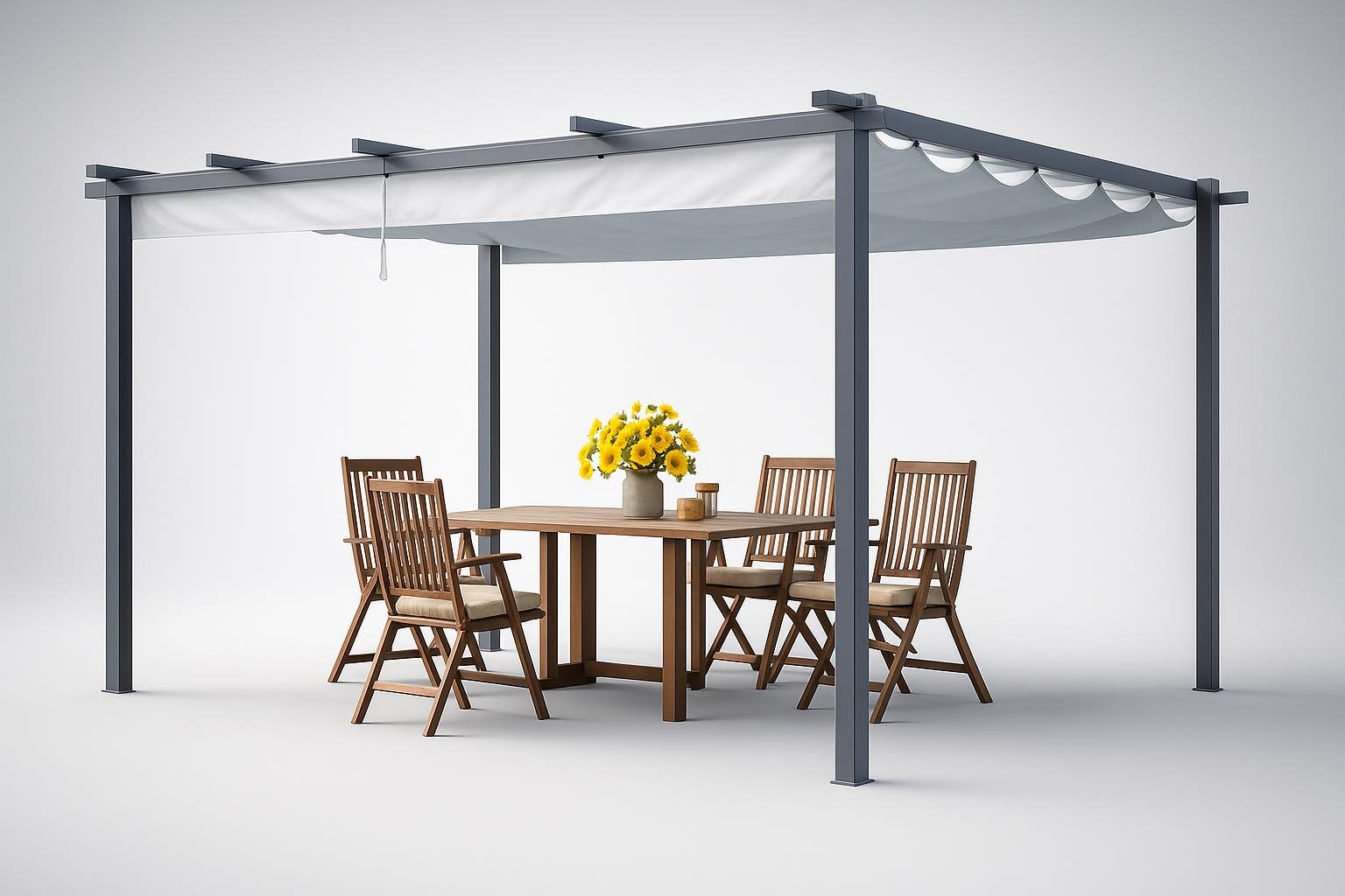 Pergola PRIMEYARD 3×4 m con tetto scorrevole: il gazebo da giardino in acciaio ora a prezzo ribassato
