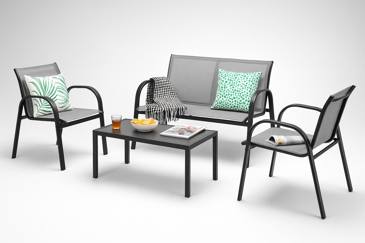 Set da giardino GIANTEX 4 posti: salottino completo per terrazzo e giardino a prezzo imperdibile