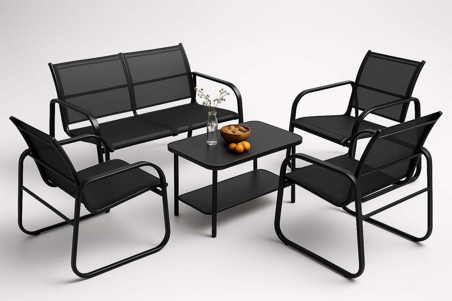 Set salotto da giardino Outsunny, 5 pezzi in textilene e acciaio: minimo su Amazon per arredare il patio