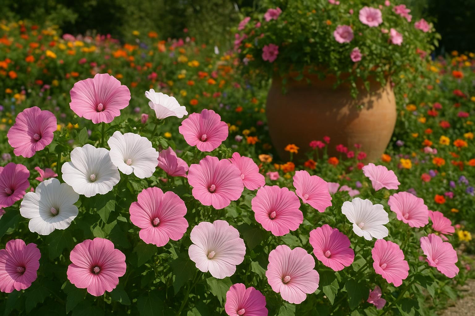 Lavatera annuale, la malva estiva facile per bordure e vasi colorati