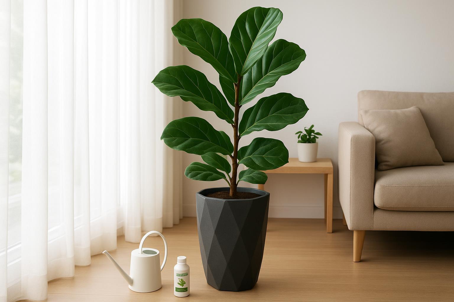 Ficus lyrata in casa a fine primavera: posizione, rinvaso e cura estiva