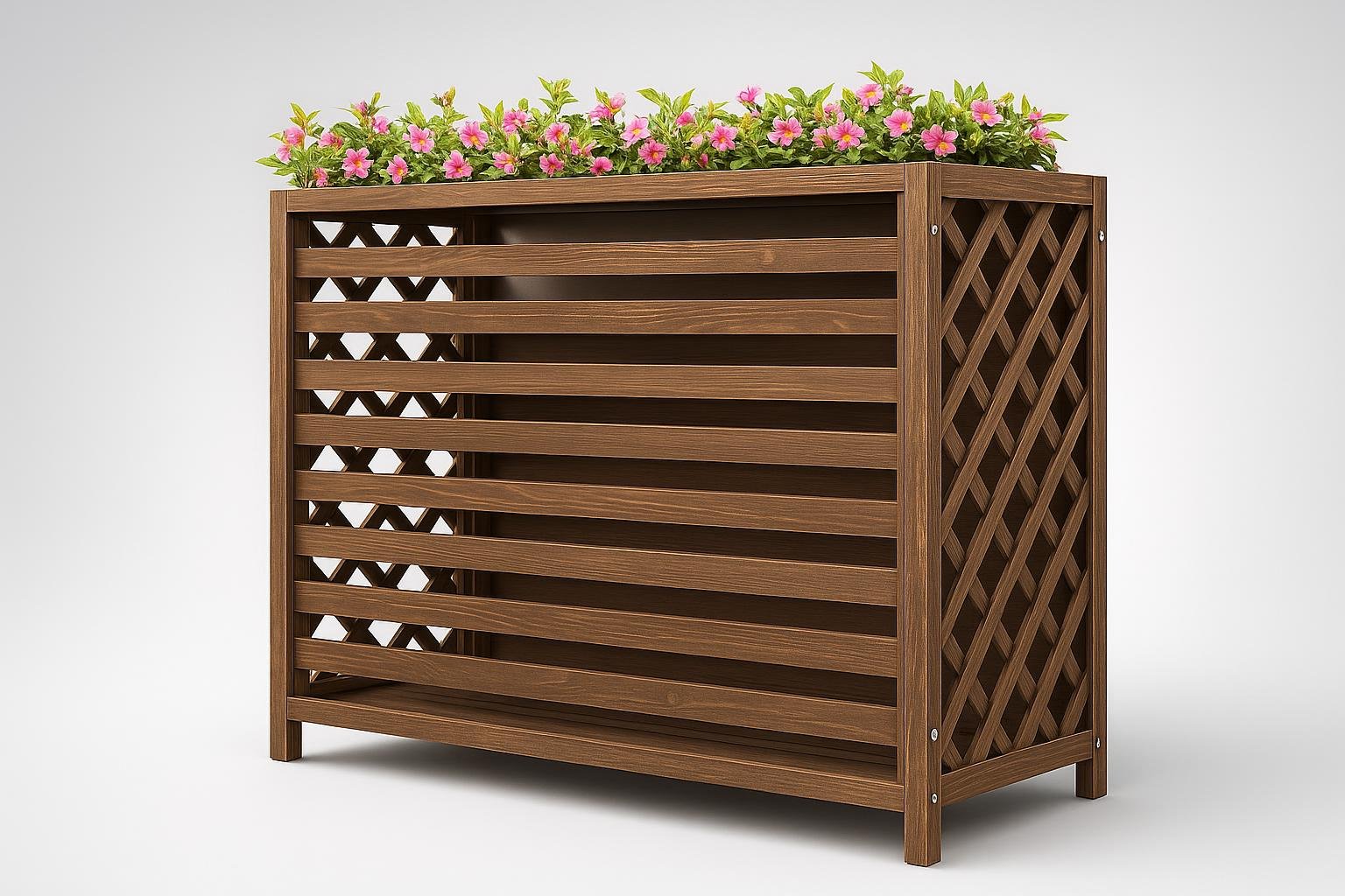 Copertura condizionatore HRXQ in legno massello, fioriera da esterno in super offerta per integrare le unità nel giardino