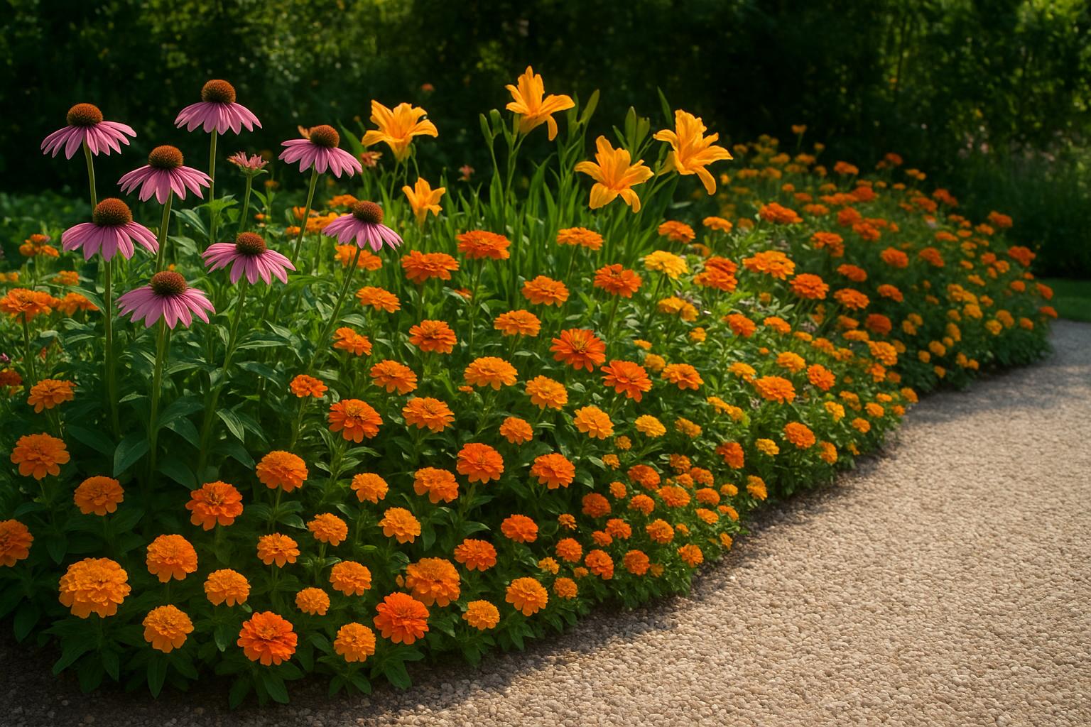 Bordure fiorite di inizio estate: combinare annuali e perenni rosa e arancio per un effetto wow