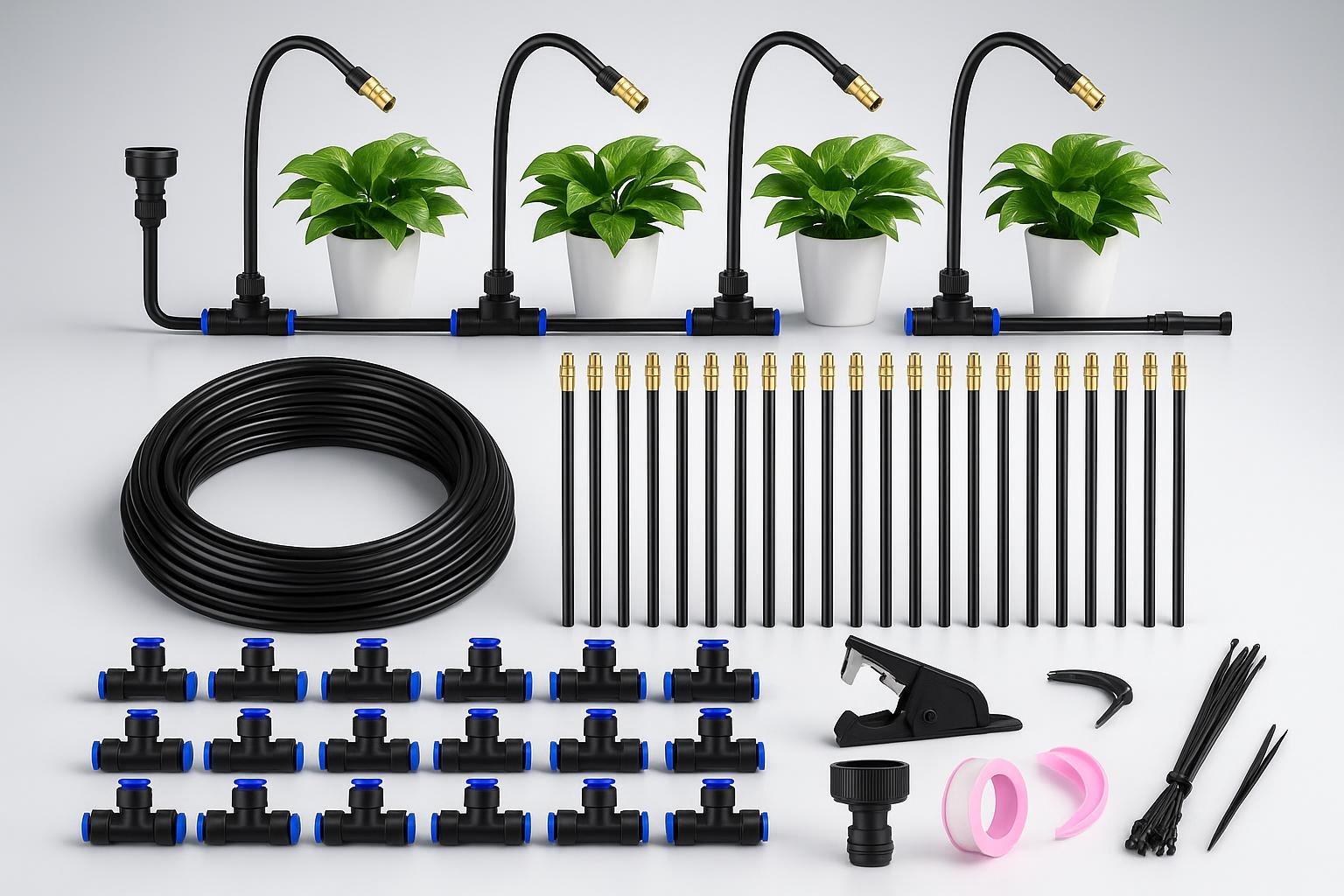 Kit di irrigazione a pioggia per aiuole estive: come scegliere ugelli e tubi giusti