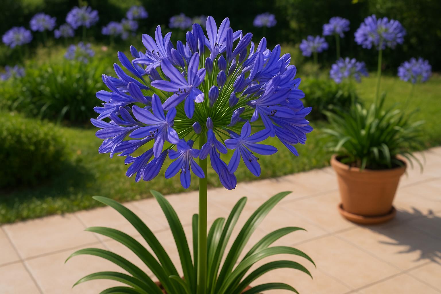 Agapanto in vaso e in aiuola: come curarlo a giugno per una fioritura blu esplosiva