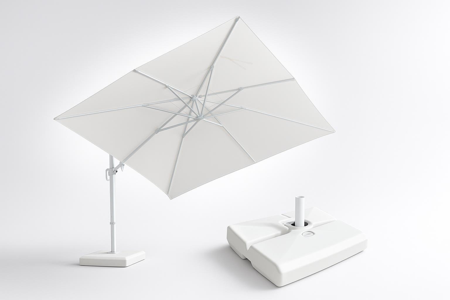 Ombrellone da esterno PURPLE LEAF con base, ombra regolabile per pranzi e relax in terrazzo
