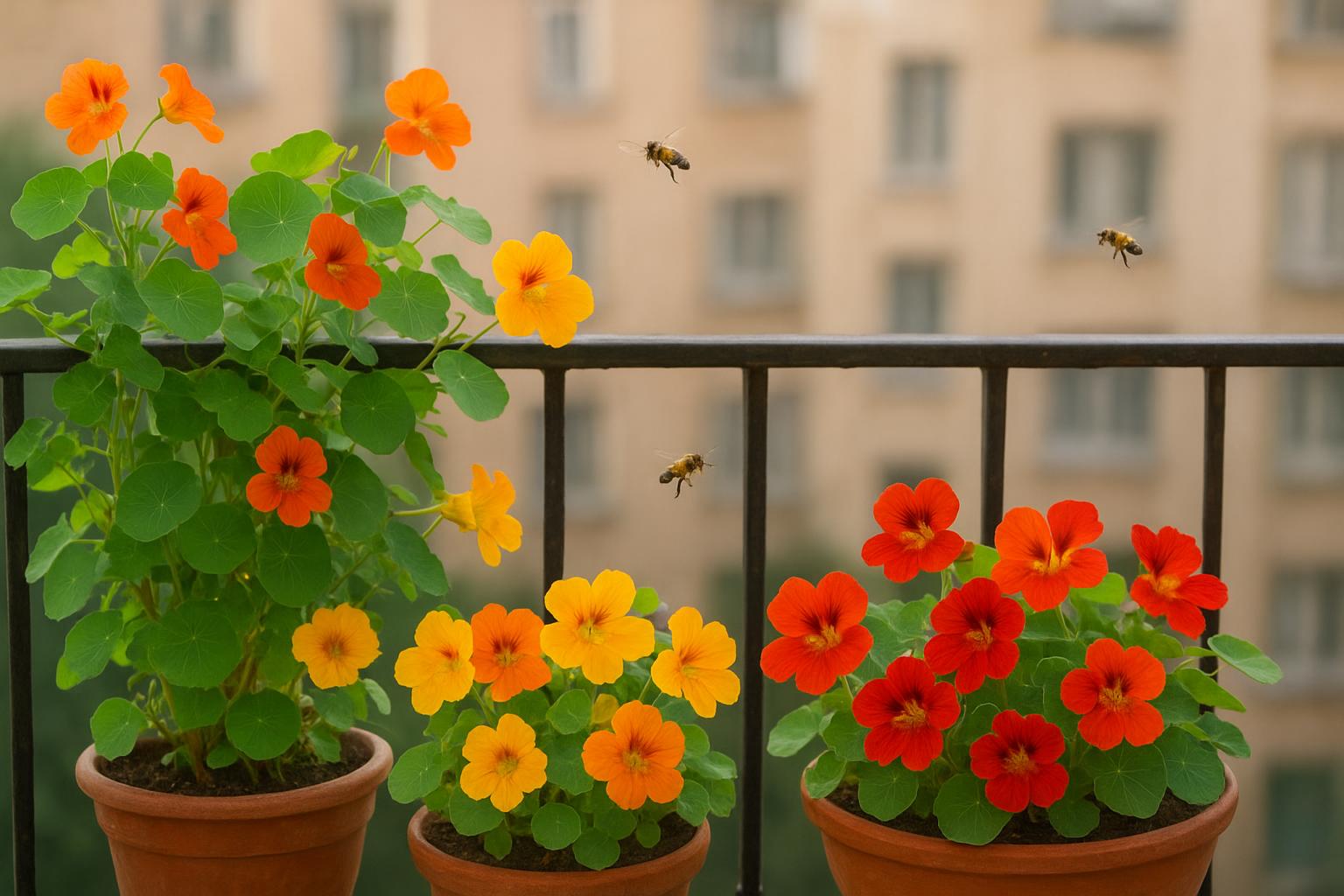 Nasturzi sul balcone a giugno: fiori facili, commestibili e amatissimi dagli impollinatori