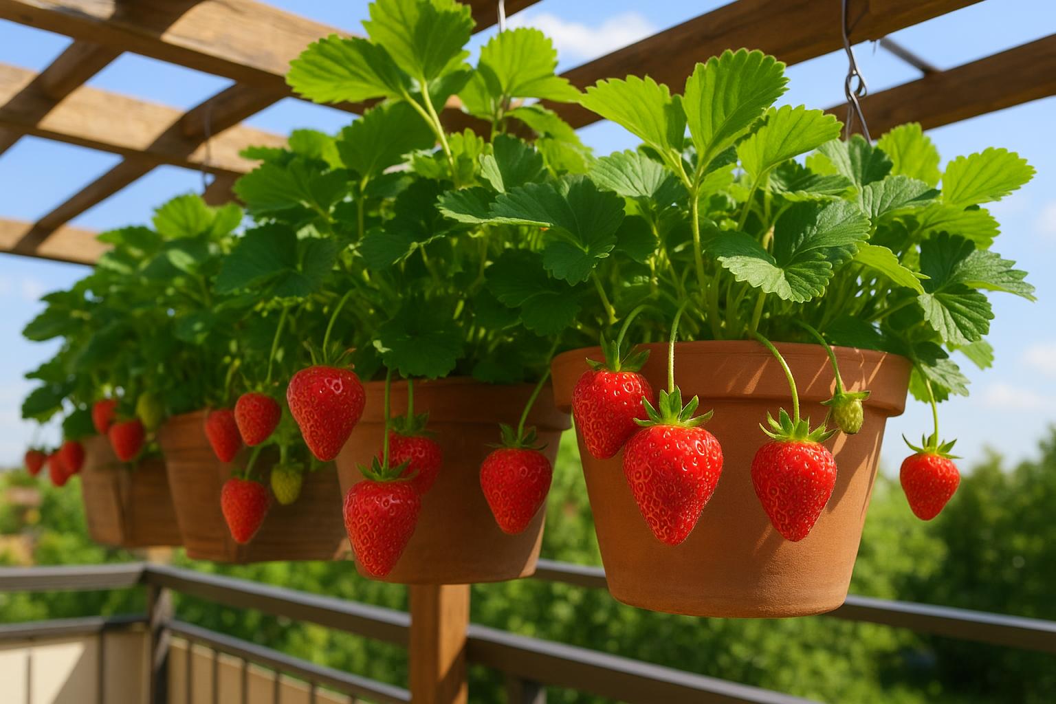 Fragole in cassette sospese: come coltivarle a giugno su balconi e pergole