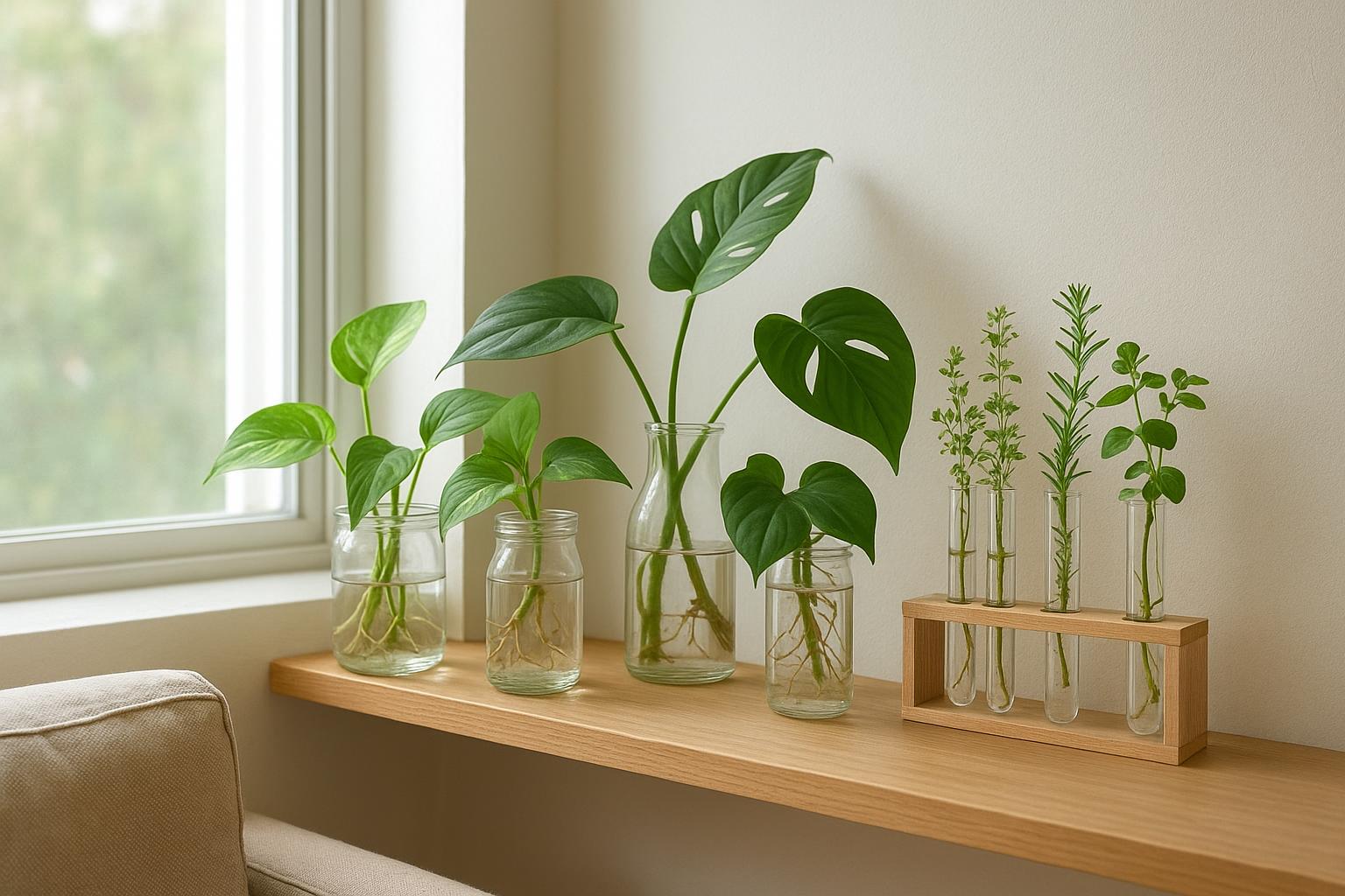 Angolo talee in casa: creare una stazione di propagazione in acqua luminosa e decorativa