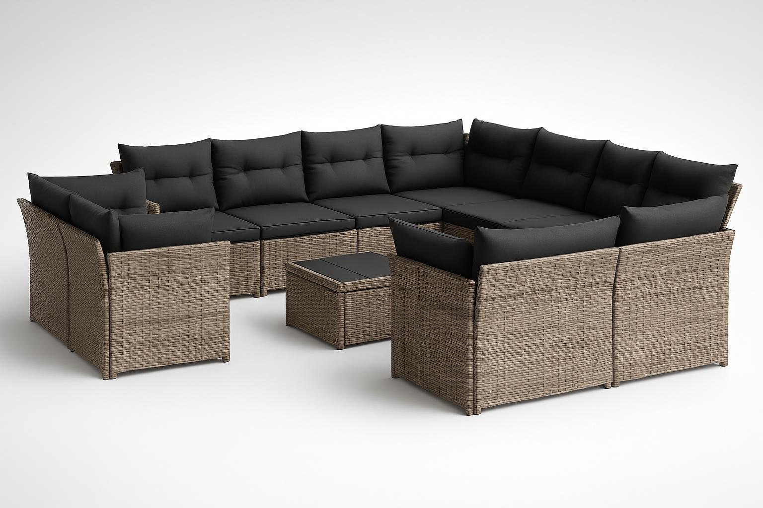vidaXL set divani da giardino 12 pz con cuscini grigio in polyrattan, il modulare per creare un grande salotto estivo