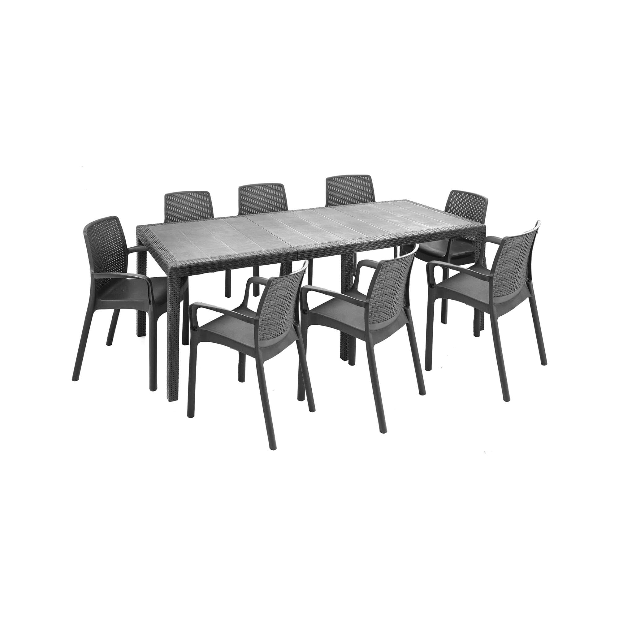 Set salotto da esterno Dmora Manarola, tavolo allungabile e 8 sedie in promo su Amazon