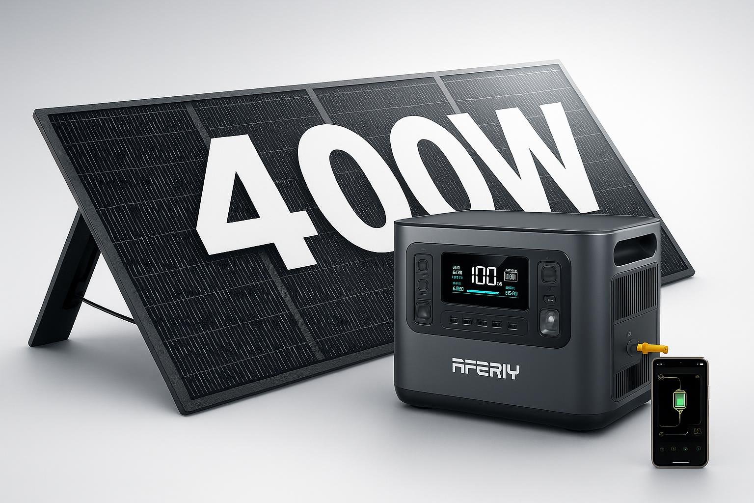 AFERIY generatore solare 2400 W con pannello 400 W, la centrale portatile per giardino e campeggio