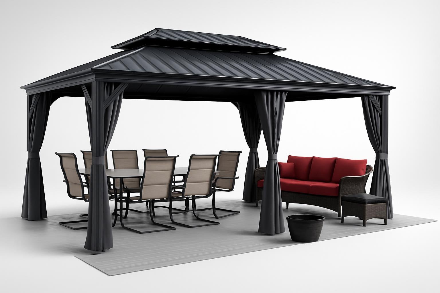 PURPLE LEAF gazebo in alluminio 6 x 3,65 m, il tetto rigido ideale per ombreggiare il tuo giardino