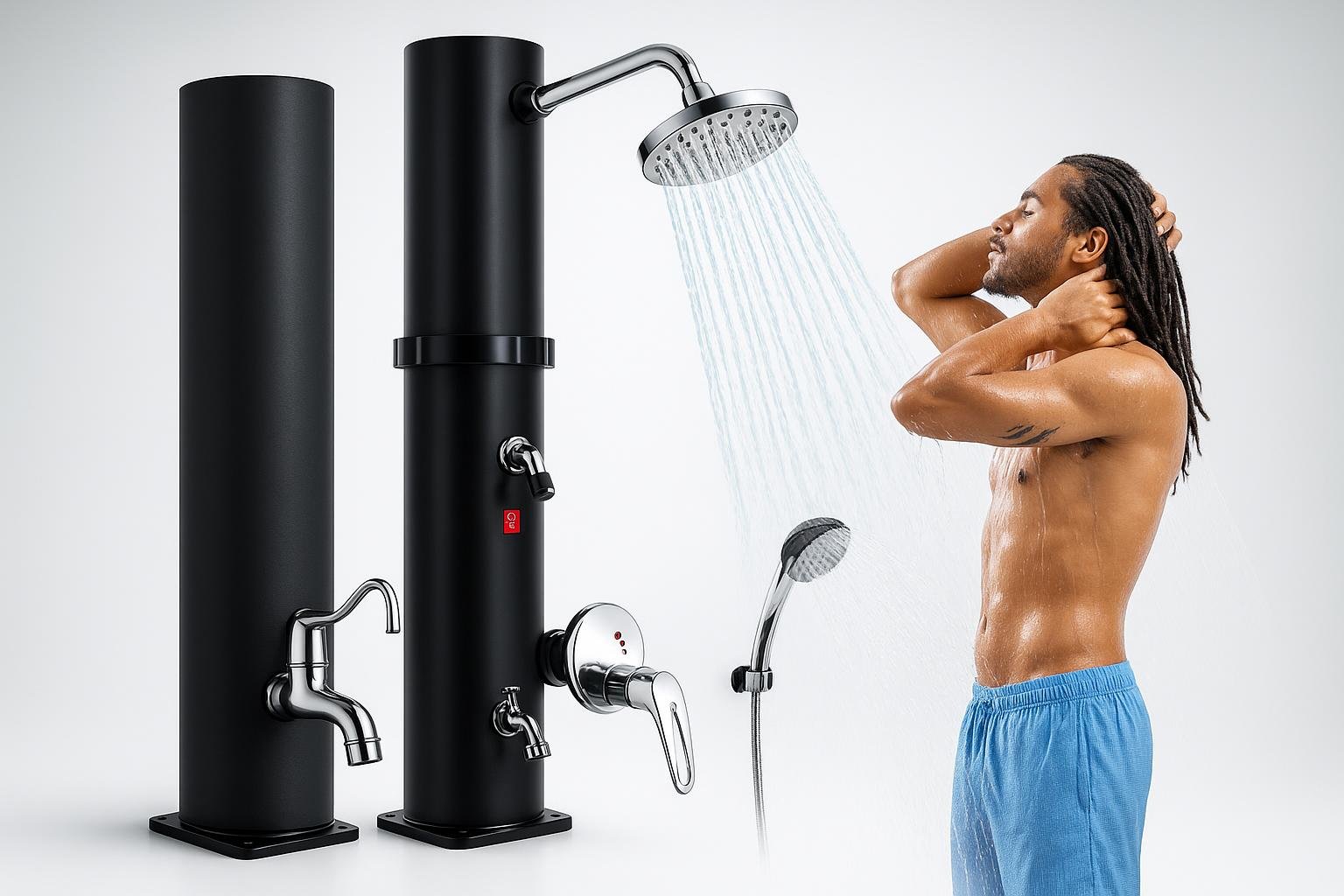 Doccia solare da esterno 40 L, comfort e risparmio energetico in giardino e piscina