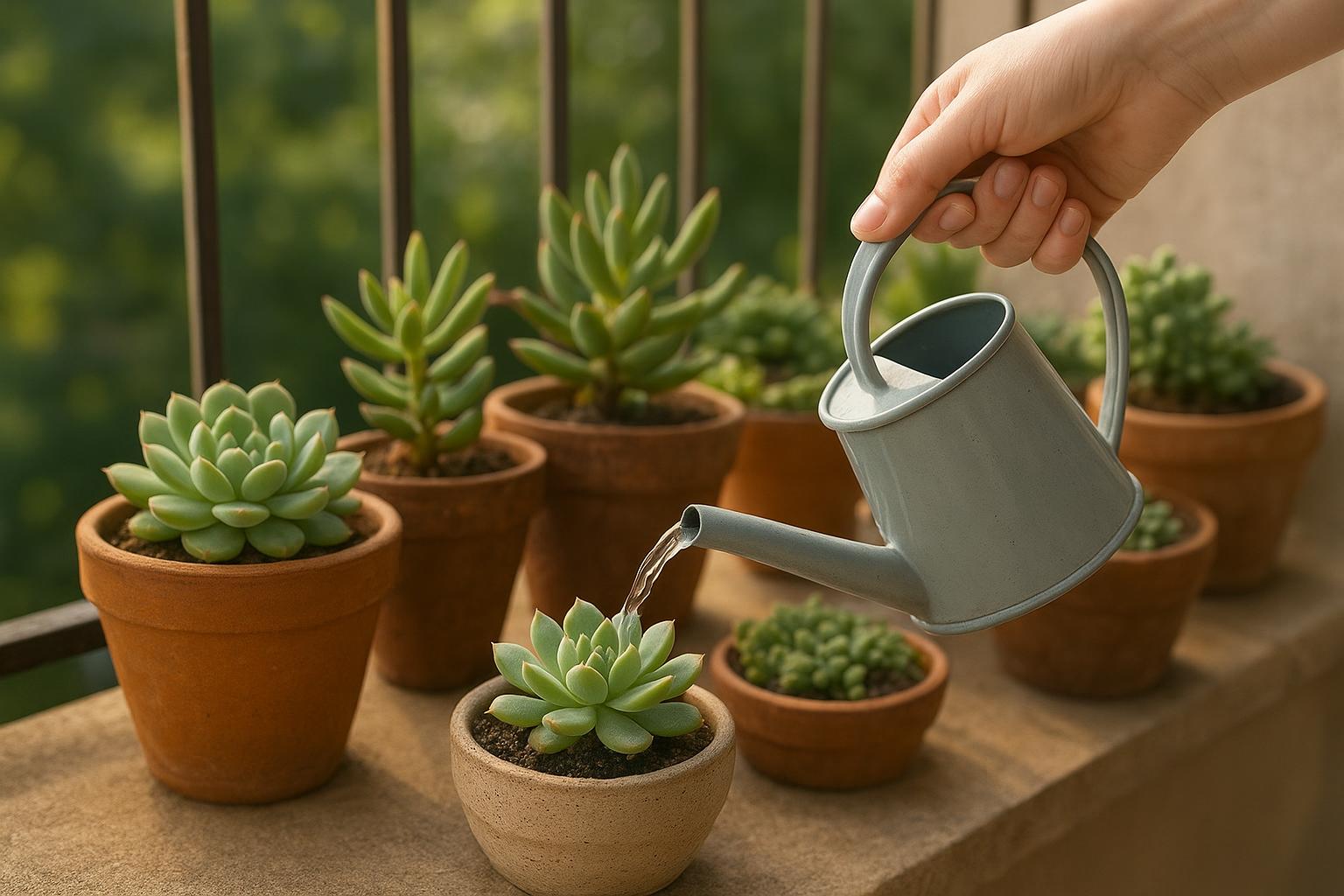 Calendario di irrigazione per piante grasse da balcone tra giugno e luglio