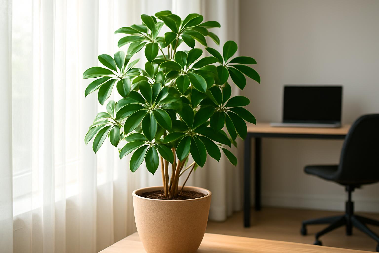 Schefflera arboricola in casa e in ufficio: la pianta da interno che ama la luce estiva filtrata