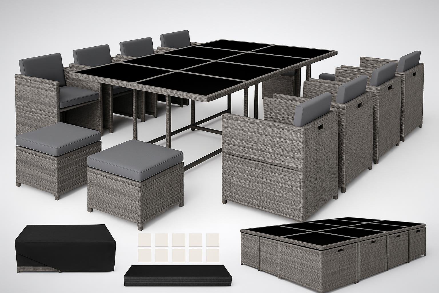 Set da giardino in polirattan tectake su Amazon: salotto completo e salvaspazio per l’estate