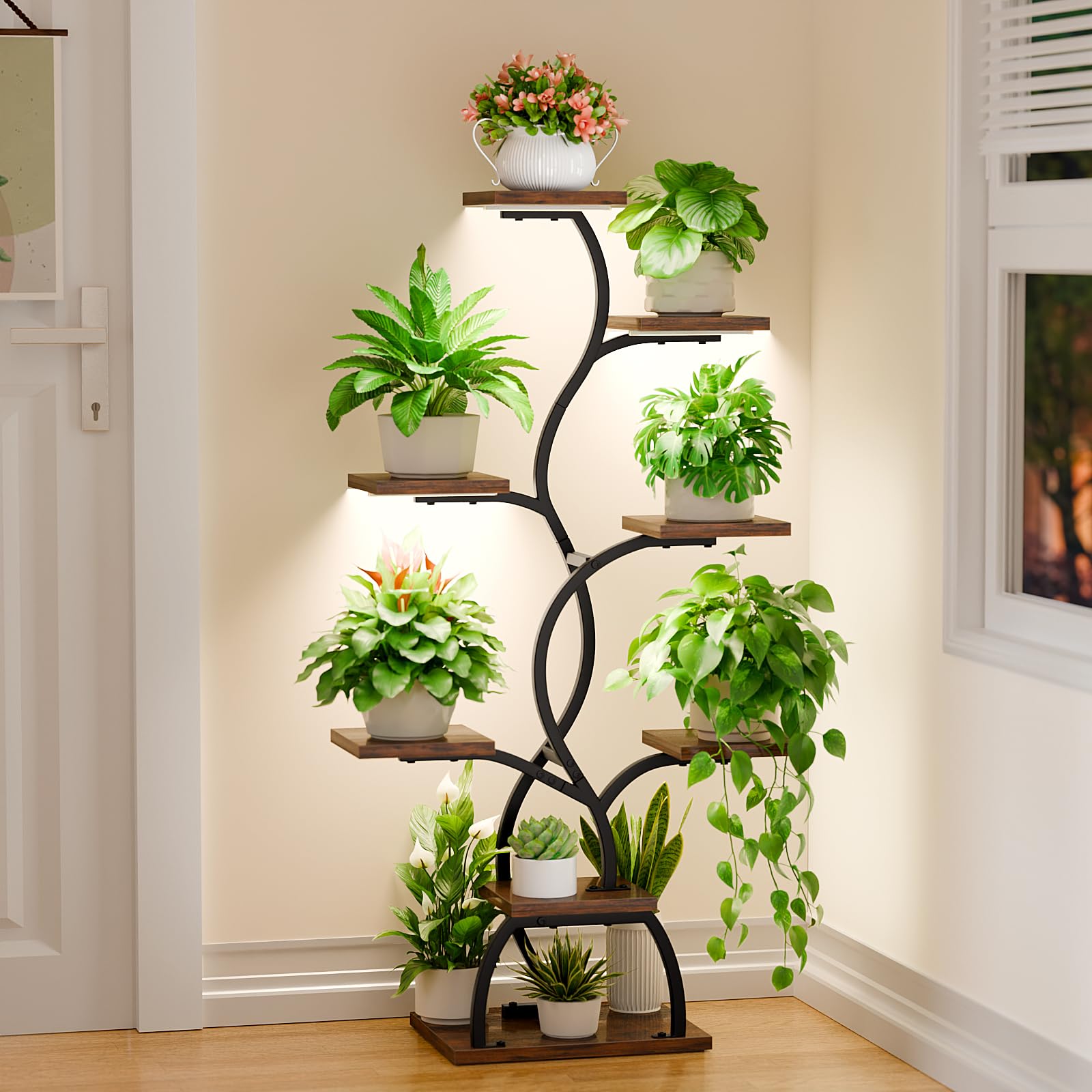 Supporto per piante BACEKOLL con luci grow, una serra verticale per balcone e soggiorno