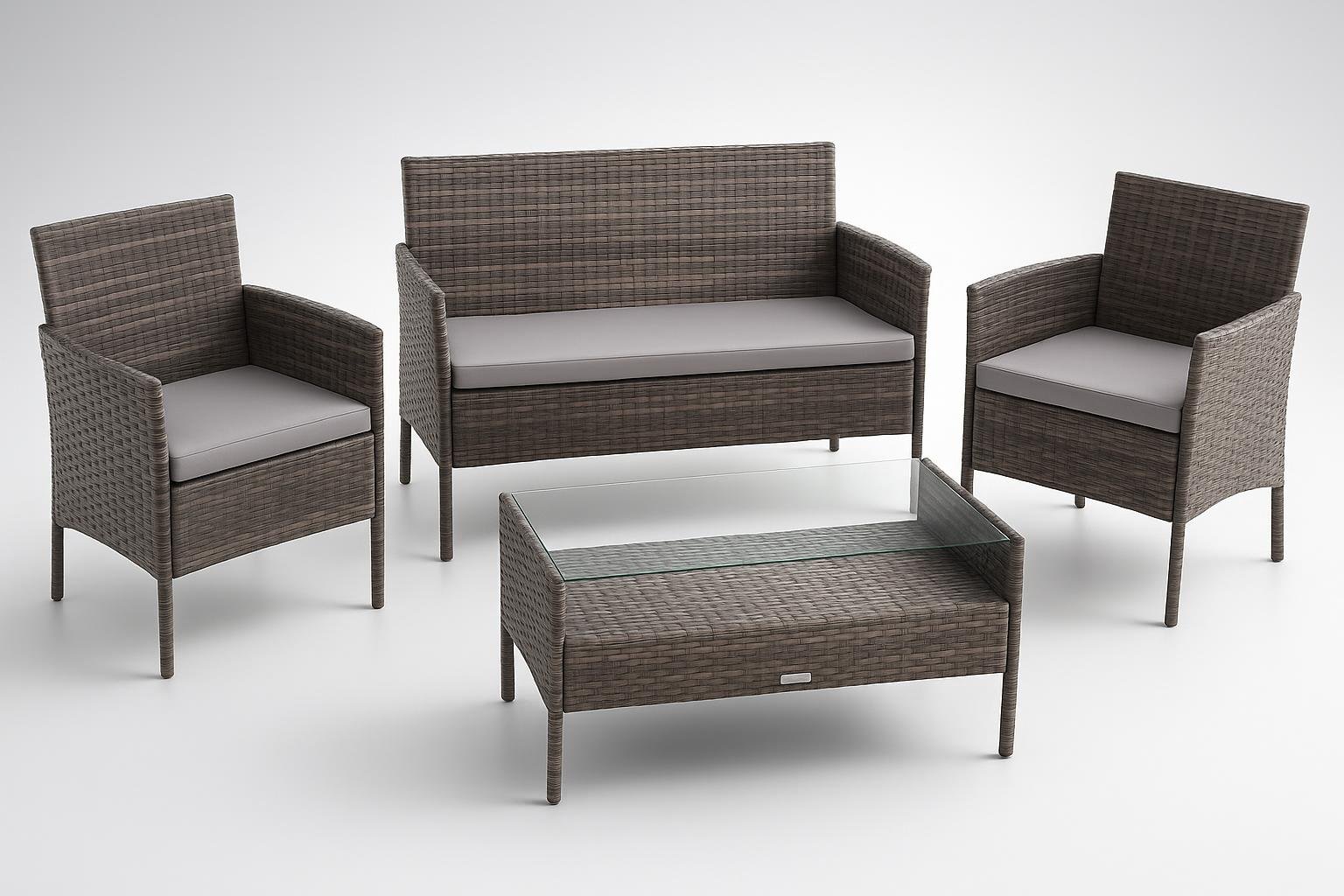 tectake set di mobili da giardino in polyrattan, salottino completo per vivere il verde a un prezzo interessante