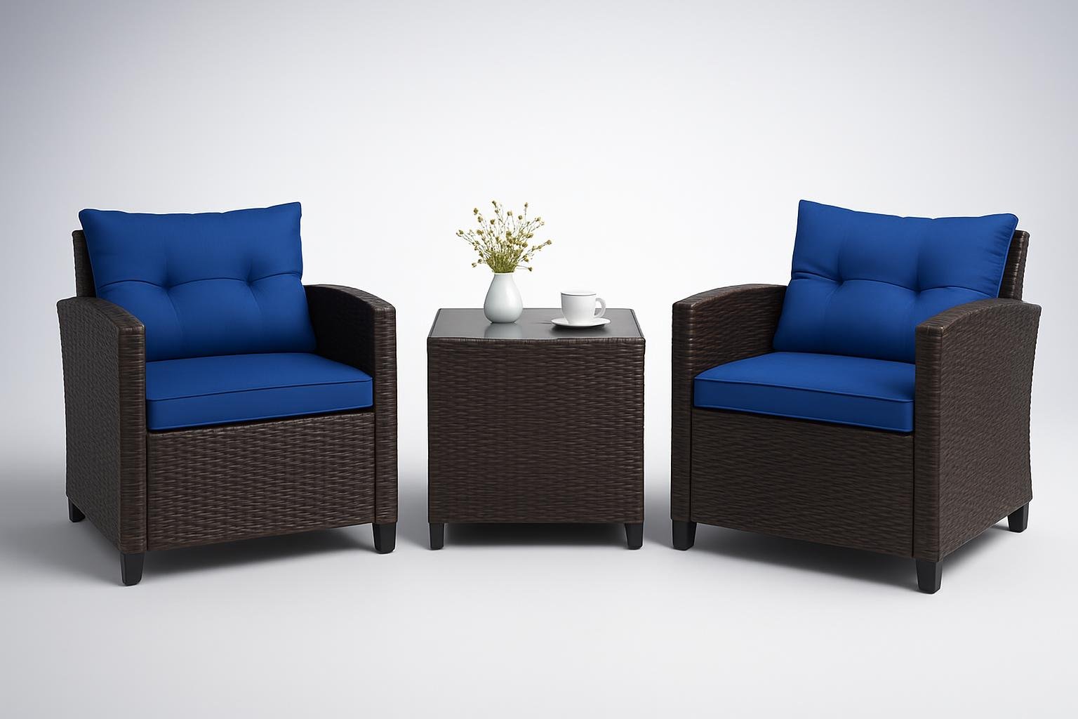 Set salottino GIANTEX in rattan da esterno, il 3 pezzi perfetto per terrazzo e piccolo giardino