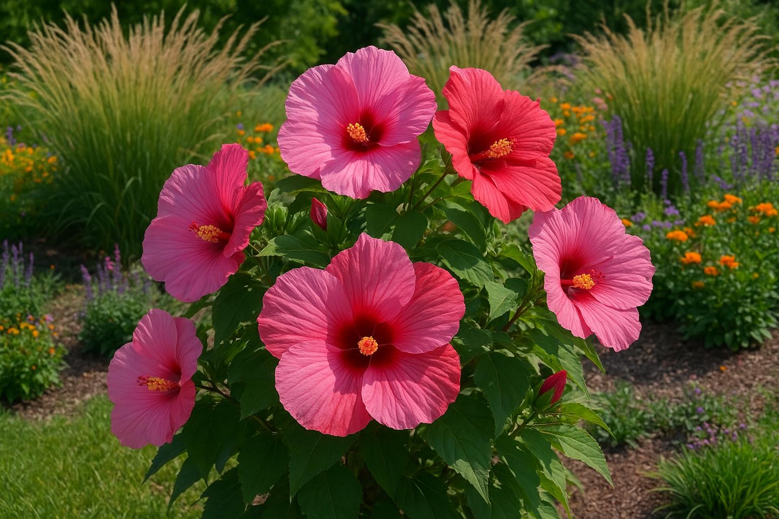 Hibiscus perenni rustici in giardino: fiori gigante per l’estate