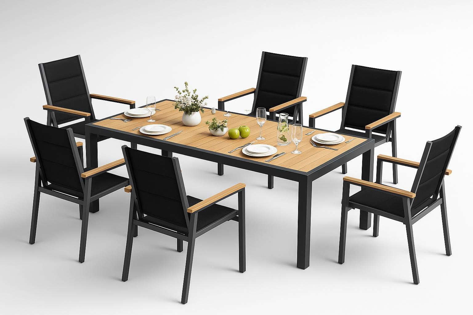 Devoko set tavolo e 6 sedie da giardino, grande soluzione per cene all’aperto in famiglia su Amazon