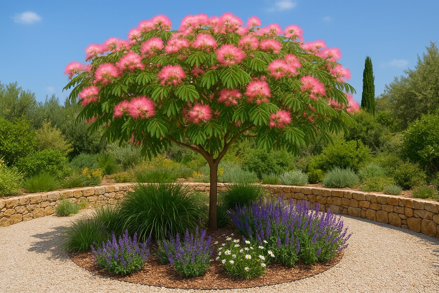 Albizia julibrissin, l’albero di seta che ombreggia il giardino con fiori piumosi