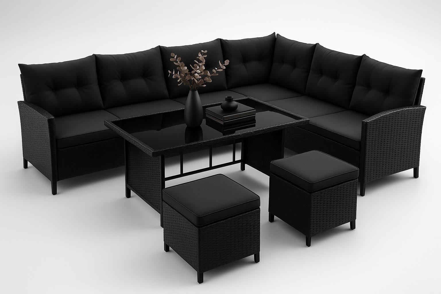 Set lounge da giardino Juskys Manacor, salotto in polyrattan per vivere il verde di casa spendendo meno