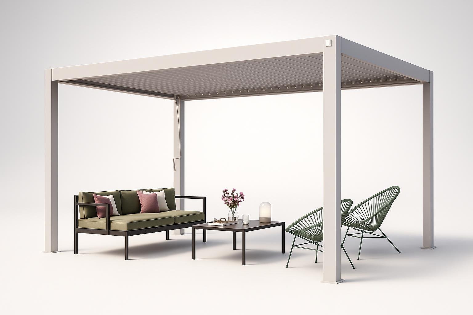 Pergola PRIMEYARD 3x4 m in alluminio, il tetto fisso per trasformare il giardino in un salotto all’aperto