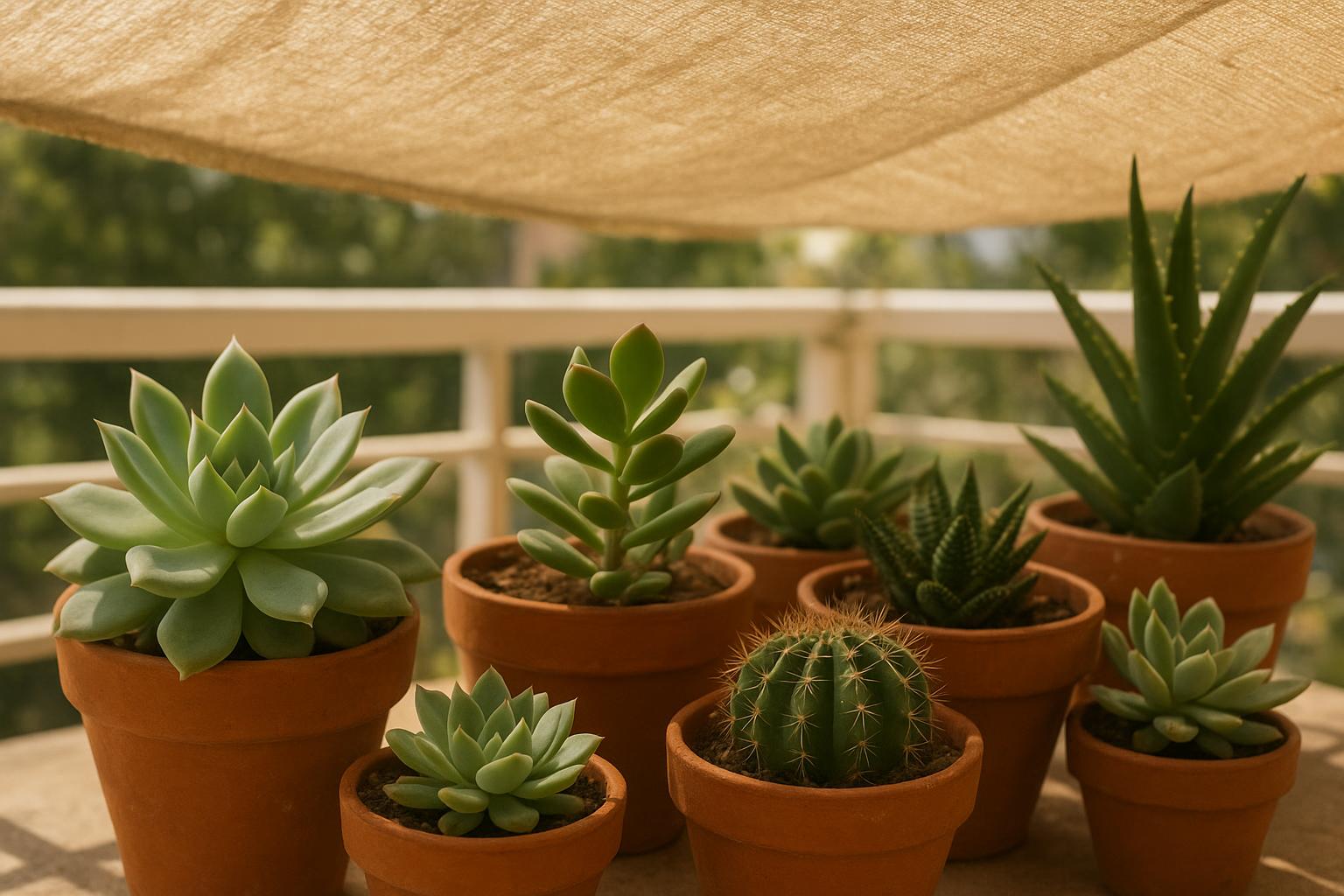 Piante grasse sul balcone a fine luglio: irrigazione, ombra e trucchi anti-scottatura