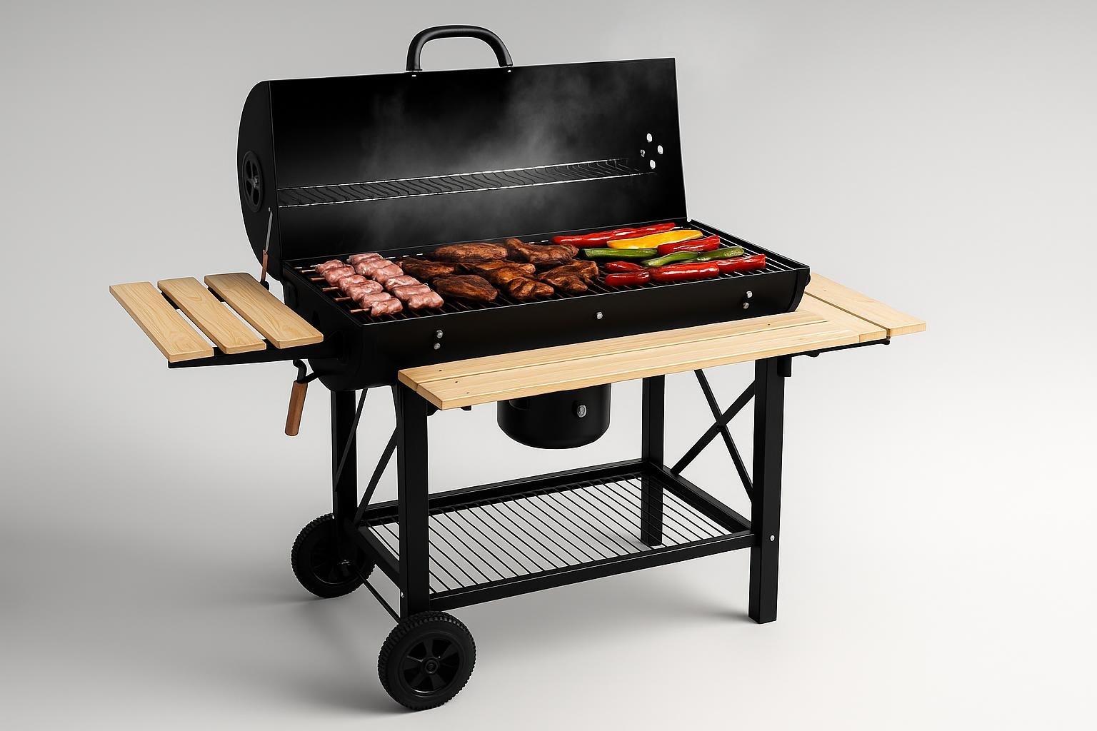 LEHMANN barbecue a carbonella con carrello, il centro delle serate in giardino tra orto e fioriere
