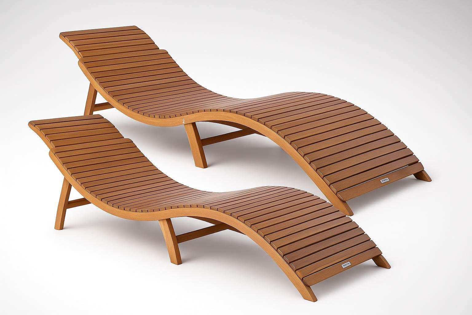 Lettini prendisole Casaria in legno di acacia: relax naturale accanto a prato, fiori e piscina